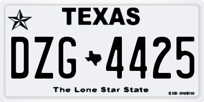 TX license plate DZG4425
