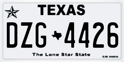 TX license plate DZG4426