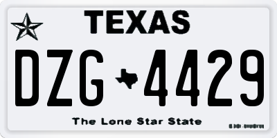 TX license plate DZG4429