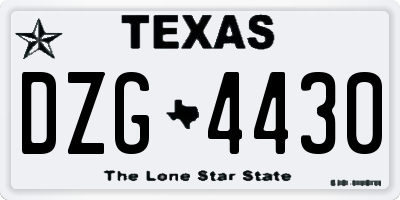 TX license plate DZG4430
