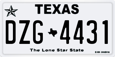 TX license plate DZG4431