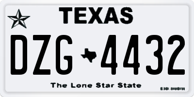 TX license plate DZG4432