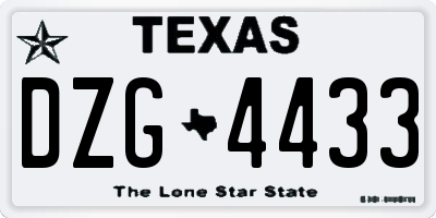 TX license plate DZG4433