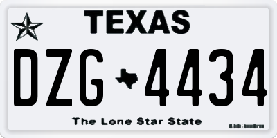 TX license plate DZG4434
