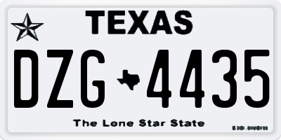 TX license plate DZG4435