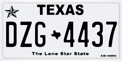 TX license plate DZG4437