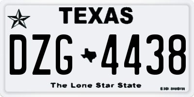 TX license plate DZG4438