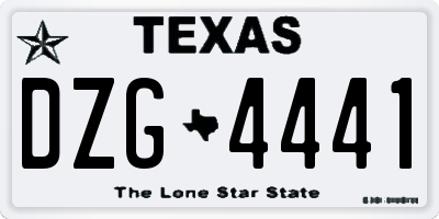 TX license plate DZG4441