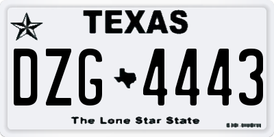 TX license plate DZG4443