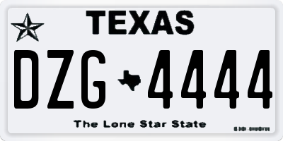 TX license plate DZG4444
