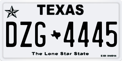 TX license plate DZG4445