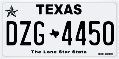TX license plate DZG4450
