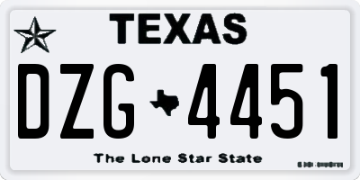 TX license plate DZG4451
