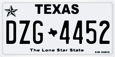 TX license plate DZG4452