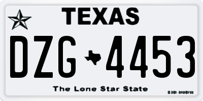 TX license plate DZG4453
