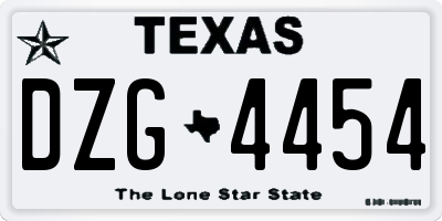 TX license plate DZG4454