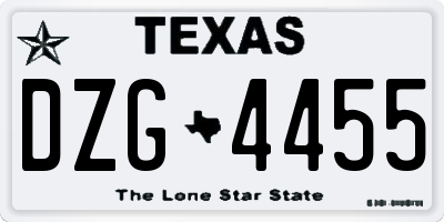 TX license plate DZG4455