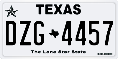 TX license plate DZG4457