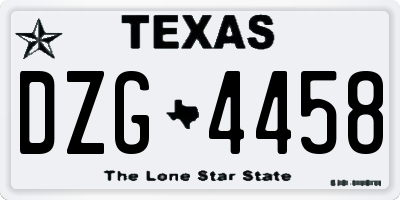TX license plate DZG4458