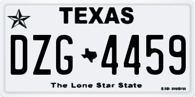 TX license plate DZG4459