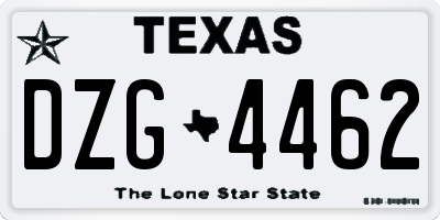 TX license plate DZG4462