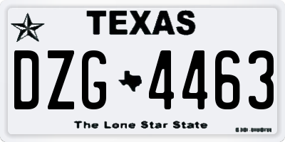 TX license plate DZG4463