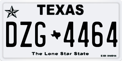 TX license plate DZG4464