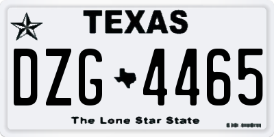 TX license plate DZG4465