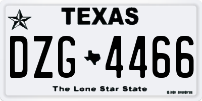 TX license plate DZG4466