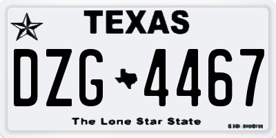 TX license plate DZG4467