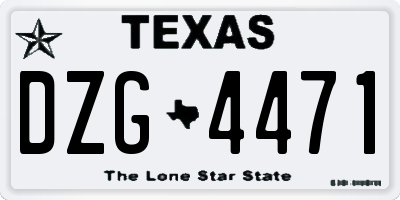 TX license plate DZG4471