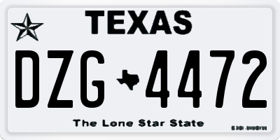 TX license plate DZG4472