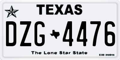 TX license plate DZG4476