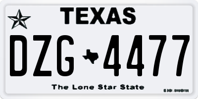 TX license plate DZG4477
