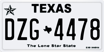 TX license plate DZG4478