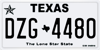 TX license plate DZG4480