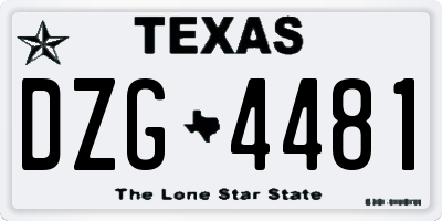 TX license plate DZG4481