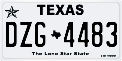 TX license plate DZG4483