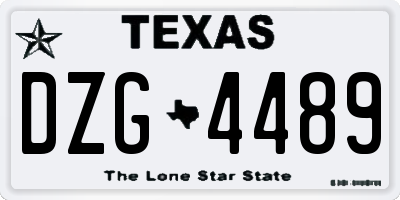 TX license plate DZG4489