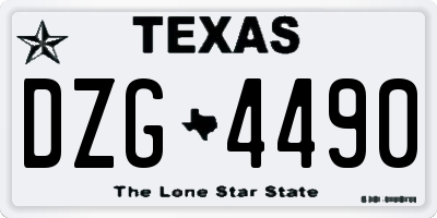 TX license plate DZG4490
