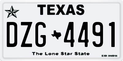TX license plate DZG4491