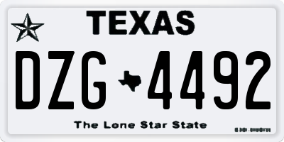 TX license plate DZG4492