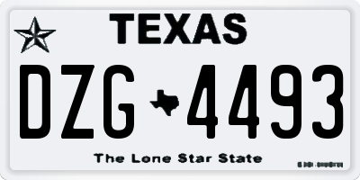 TX license plate DZG4493