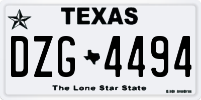 TX license plate DZG4494