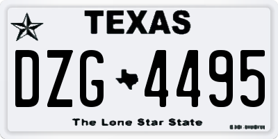 TX license plate DZG4495
