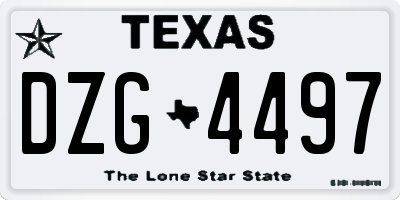 TX license plate DZG4497