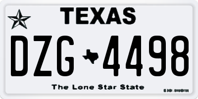 TX license plate DZG4498