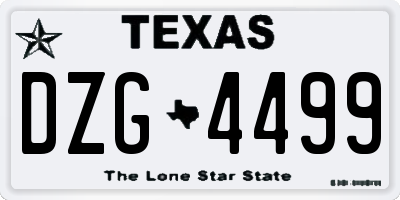 TX license plate DZG4499