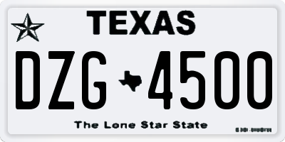 TX license plate DZG4500