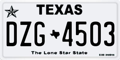 TX license plate DZG4503